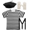 Mega_JumbleSale® Kit de déguisement pour enfants avec béret noir, t-shirt, gants et bretelles blancs | Halloween semaine du l