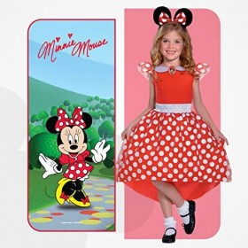 DISGUISE Officiel Classic Deguisement Minne Fille avec Oreille Minnie Rouge, Robe Minnie Mouse Déguisement de Carnaval Mardi 