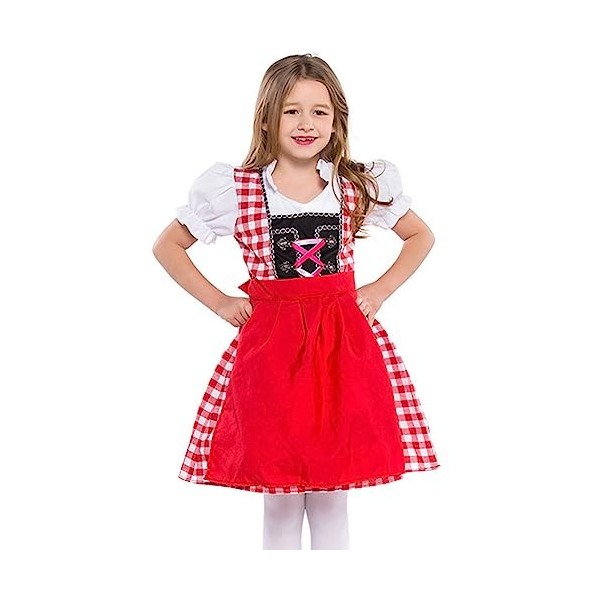 Dirndl Traditionnel Bavarois Pour Femme – Robe + Chemisier + Tablier – Tenue Oktoberfest Et Carnaval Médiéval Vintage
