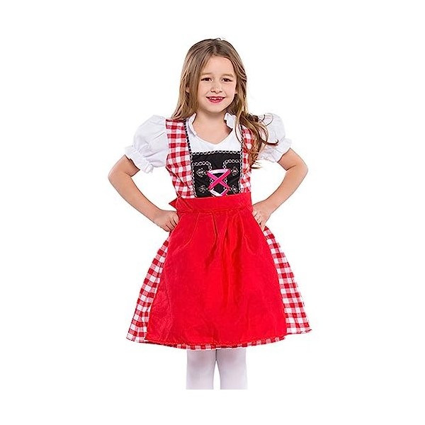 IBAKOM Enfants Filles Oktoberfest Outfit Bavarois Robe Dirndl Costume Carnaval Médiéval Fête bière Jeune Cosplay Déguisement 