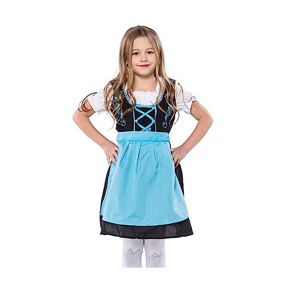 IBAKOM Enfants Filles Oktoberfest Outfit Bavarois Robe Dirndl Costume Carnaval Médiéval Fête bière Jeune Cosplay Déguisement 