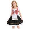 IBAKOM Enfants Filles Oktoberfest Outfit Bavarois Robe Dirndl Costume Carnaval Médiéval Fête bière Jeune Cosplay Déguisement 