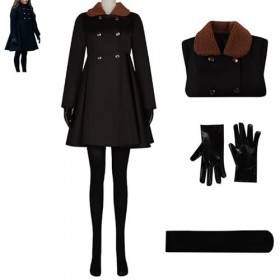 DONY Déguisement M3gan Pour Enfant,Manteau col Fourrure,Megan Robe Costume Filles Robe Manches Longues Robe De SoiréE Manteau