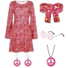Yuragim Lot de 6 costumes hippie pour femme, années 1970, vêtements hippie pour femme avec accessoires de robe hippie années 