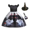 IMEKIS Robe sorcière dHalloween pour fille,Citrouille fantôme chauve-souris,Costume de princesse silex,Âge de pierre,Pour fi