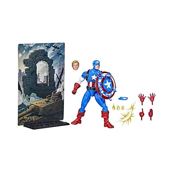 Hasbro- Marvel Legends 20th Anniversary Series 1 Captain America Figurine 15 cm à Collectionner avec 14 Accessoires, F34395L0