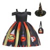 IMEKIS Robe sorcière dHalloween pour fille,Citrouille fantôme chauve-souris,Costume de princesse silex,Âge de pierre,Pour fi