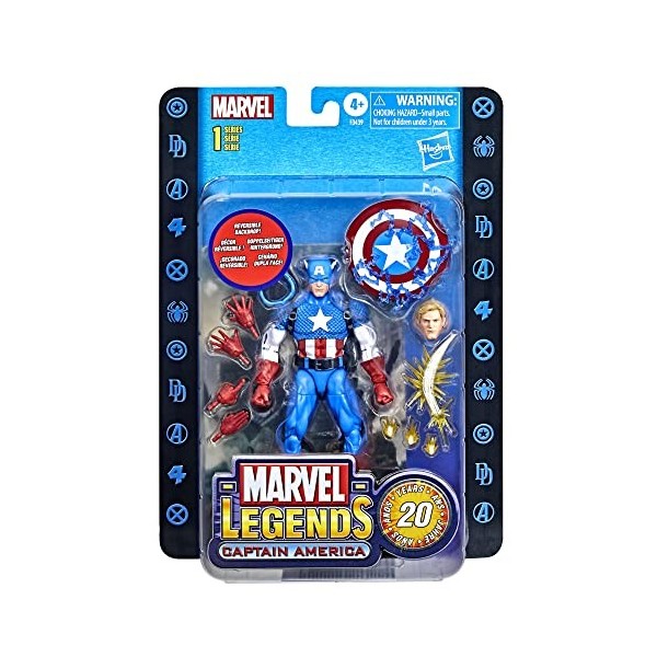 Hasbro- Marvel Legends 20th Anniversary Series 1 Captain America Figurine 15 cm à Collectionner avec 14 Accessoires, F34395L0