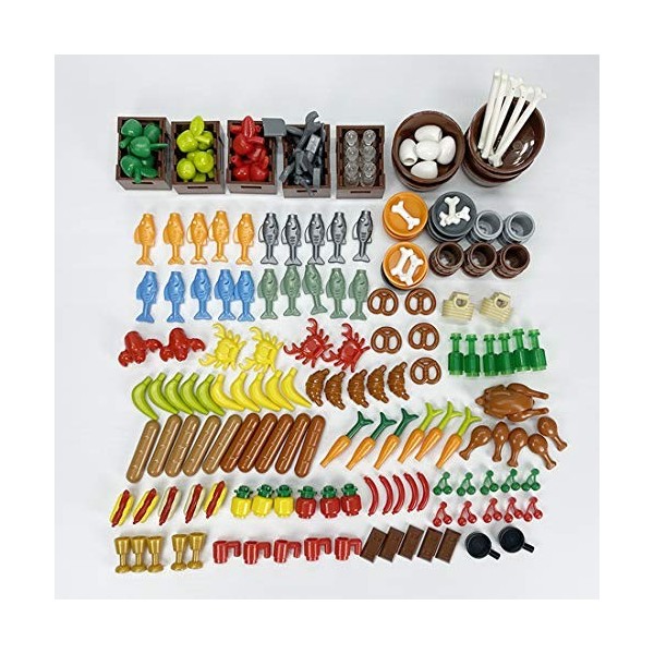 ERTY Jouet DIY DIY - Kit de nourriture - Fruits et légumes - Accessoires de cuisine - Compatible avec les figurines Lego
