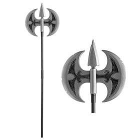 Hache à double lame en plastique pour adulte - Accessoire de déguisement de chevalier médiéval