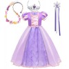 SunHibay Filles Princess Fairy Tale Cosplay Costume Ariel Raiponce Aurora Kids Fancy Party Dress Up Vêtements Robe violette a