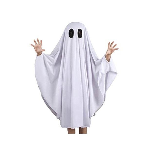 Boxwizard Costume de cape fantôme pour enfant en coton mélangé de qualité supérieure pour enfant Ghost Cloak Baby Spooky Cape
