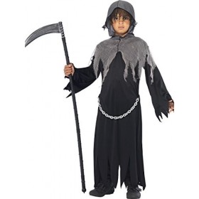 Grim Reaper Costume, Black, Cloak & Hood, L 