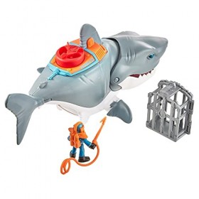 Imaginext Requin Méga Mâchoire avec figurine de plongeur, cage et accessoires inclus, jouet pour enfant de 3 à 8 ans, GKG77