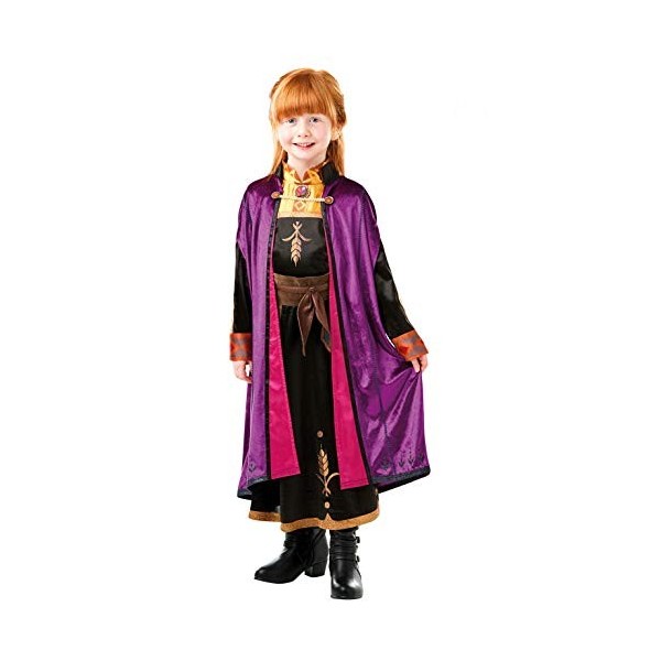 Rubies Déguisement Anna Deluxe Frozen 2 pour Fille, Robe en Satin de Luxe Officiel dAnna de la Reine des Neiges, Violet, Noi