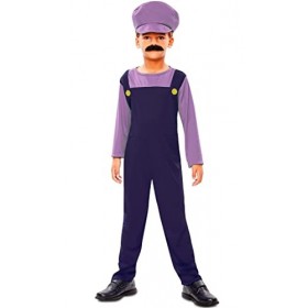 EuroCarnavales Déguisement Waluigi Plombier Enfant Multicolore 7 ans