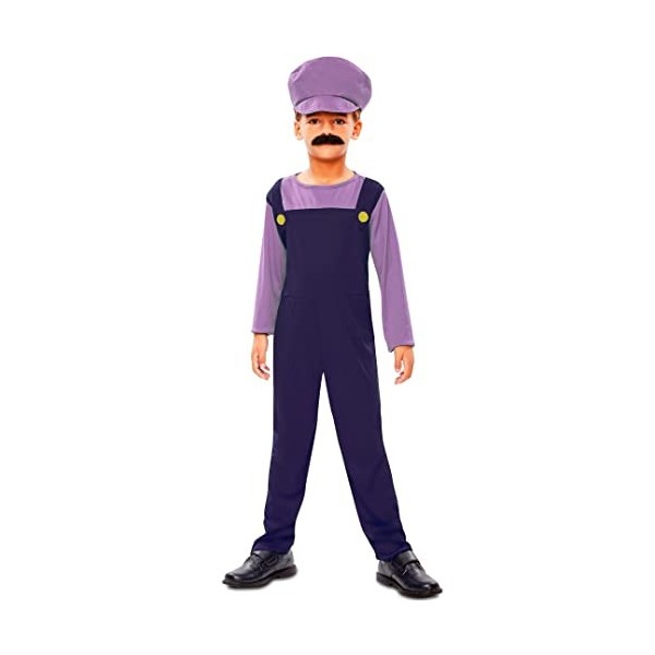 EuroCarnavales Déguisement Waluigi Plombier Enfant Multicolore 7 ans