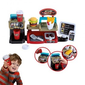 klein Theo 7310 Burger Shop I Burger à Emboîter I Nombreux Accessoires I Terminal de Paiement avec Effet Sonore I Jouet pour 