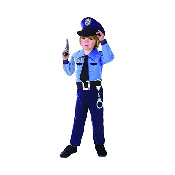 Ciao- Policier Costume déguisement garçon avec Muscles rembourrés Carnaval, 14799.4-6, Bleu, 4 Anni