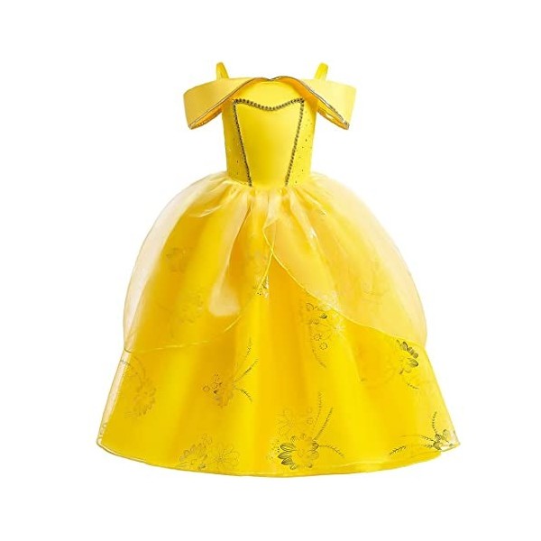 MISS & MR BM Robe Princesse de luxe pour fille, Déguisement Belle pour enfants, Deguisement Princesse fille, fête anniversair