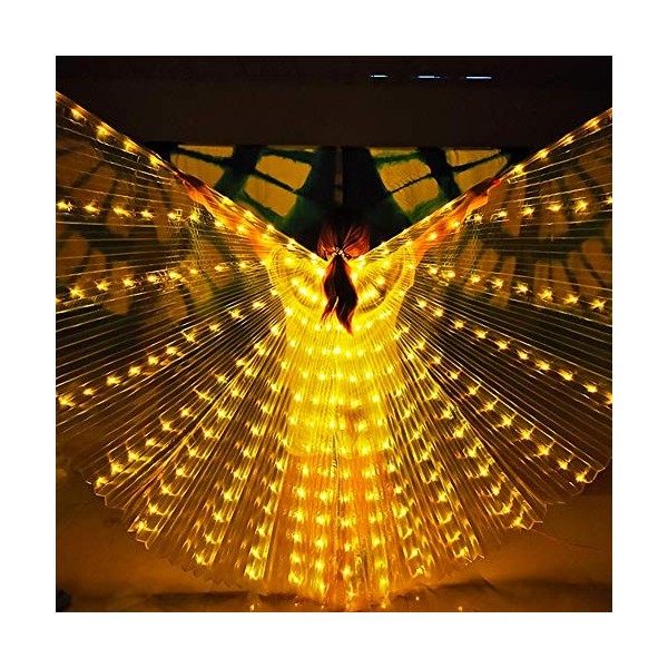 Ailes DIsis de Danse du Ventre à LED, Barre Lumineuse Dailes Dange avec Bâtons Télescopiques, Ailes de Fée à LED Ailes de 