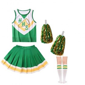 Costume de pom-pom girl pour filles ST4 Costume de pom-pom girl pour adolescentes, Vert, XL