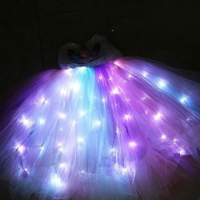 JanJean Robe Tutu De Princesse Licorne Fille Avec Lumière Brillante Deguisement Licorne Costume Carnaval Scène Anniversaire F
