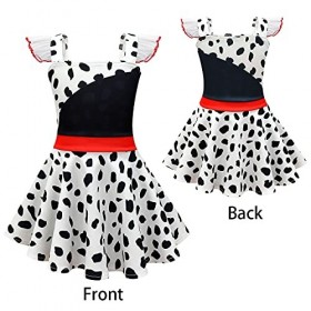 OBEEII Enfant Fille Cruella Robe 101 Dalmatiens Cruella De Vil Déguisement Pour Halloween Cosplay Fête Danniversaire Dress u