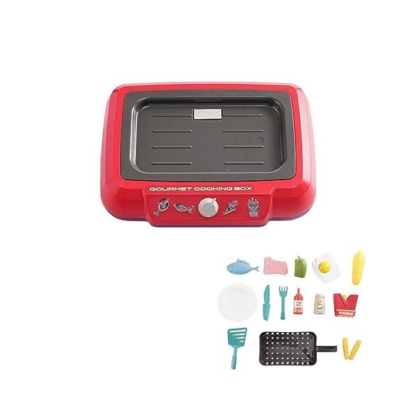 Ensemble de jeu pour enfants - Simulation sonore et lumineuse - Ustensiles de cuisine - Barbecue - Maison - Jouets de cuisine