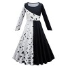 CKCKTZ Cruella Deville Costume de princesse dalmatien noir avec perruque 2021 pour fille, Withe02, 4 ans