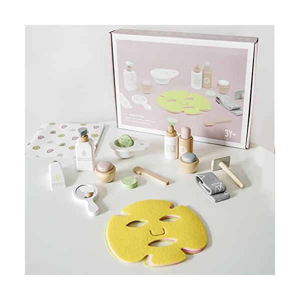 FOLOSAFENAR Kit de Maquillage pour Enfants, Jeu de Rôle Interactif, Ensemble de Cosmétiques éducatifs Réalistes en Bois de Co