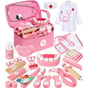 Ophy Malette Docteur Enfant, Malette Docteur Enfant en Bois avec Véritable Stéthoscope Malette Docteur Jouet Aux Enfants de 3