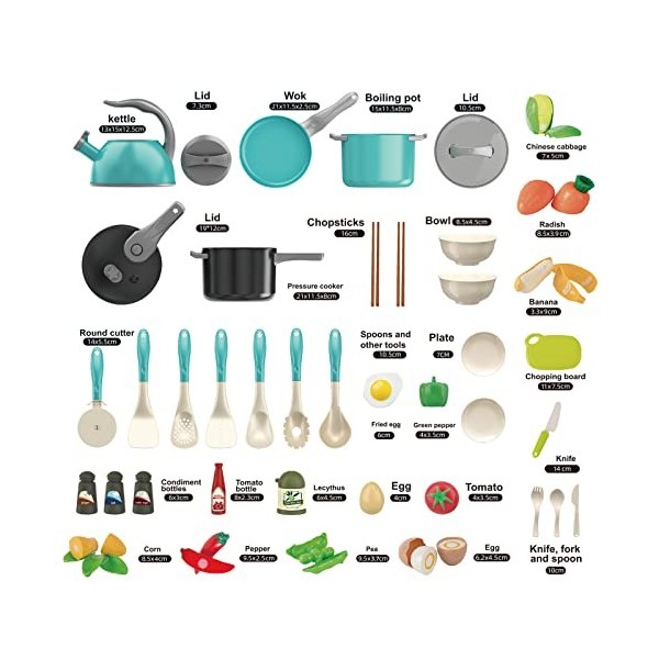 Dînette Enfant - Kit Ustensil de Cuisine Enfant - Jouets de Cuisine de Simulation et dImitation - Cadeaux danniversaire pou