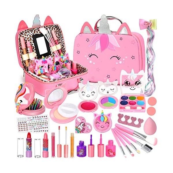 Flybay Maquillage Enfant Jouet Filles, Lavable Malette Maquillage Jouet pour Enfant, Coffret Maquillage Enfant Filles Makeup 