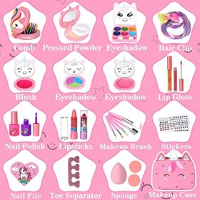 Flybay Maquillage Enfant Jouet Filles, Lavable Malette Maquillage Jouet pour Enfant, Coffret Maquillage Enfant Filles Makeup 