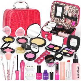 Sanlebi Faux Maquillage Enfant Jouet Filles, 22PCS Malette Maquillage Jouet Ensemble De Maquillage Beauté Cadeau Fille 3 4 5 