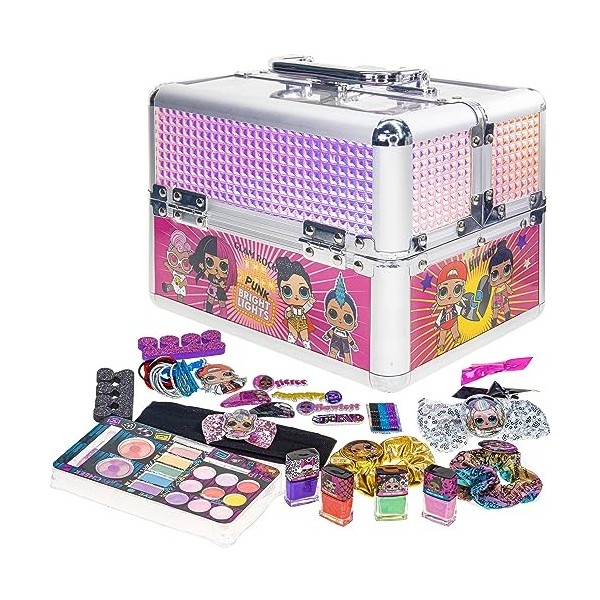 L.O.L Surprise! Townley Girl Train Case Lensemble de maquillage cosmétique comprend un brillant à lèvres, un miroitement pou