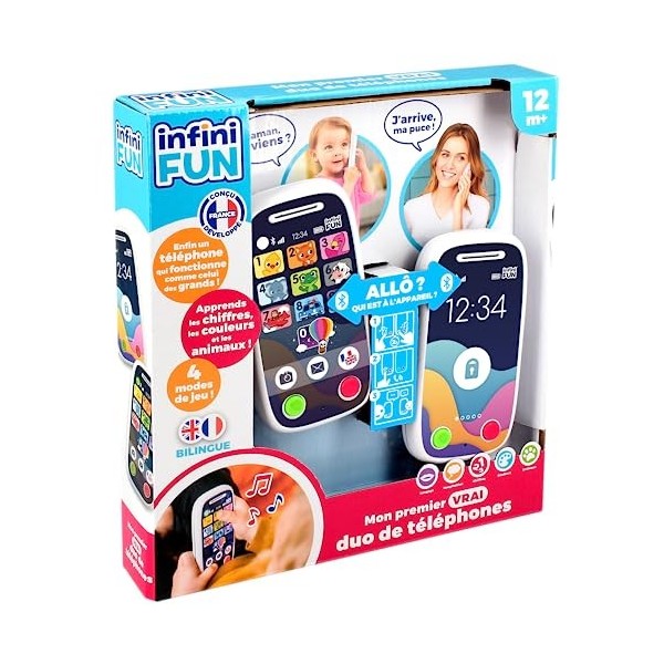 Infini Fun - Mon Premier Vrai Duo de téléphones - Le Premier téléphone Qui Permet de Passer des appels Via Bluetooth ! - Joue