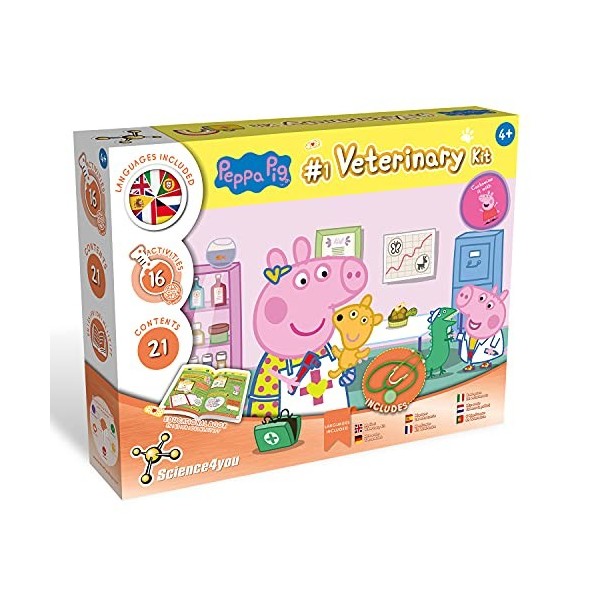 Science4You - Première Clinique Vétérinaire de Peppa Pig, Enfants 4-8 Ans - Jouet Veterinaire Enfant, 16 Experiences Scientif