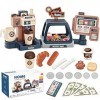 Jouets de Café Jeux de Cuisine Jouets Simulations de Cafetières avec Caisses Enregistreuses Daliments Desserts Gâteaux Beign