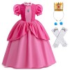 Cimefi Costume de princesse pêche pour enfant - Robe de princesse Peach - Rose