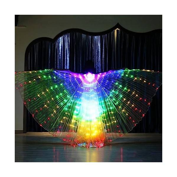 Châle LED, Ailes Lumineuses LED, Ailes de Danse du Ventre pour Filles Shine Angel Dance Wings avec Bâtons, Angel Wings Costum