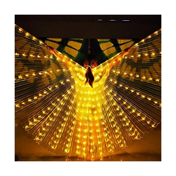 Châle LED, Ailes Lumineuses LED, Ailes de Danse du Ventre pour Filles Shine Angel Dance Wings avec Bâtons, Angel Wings Costum