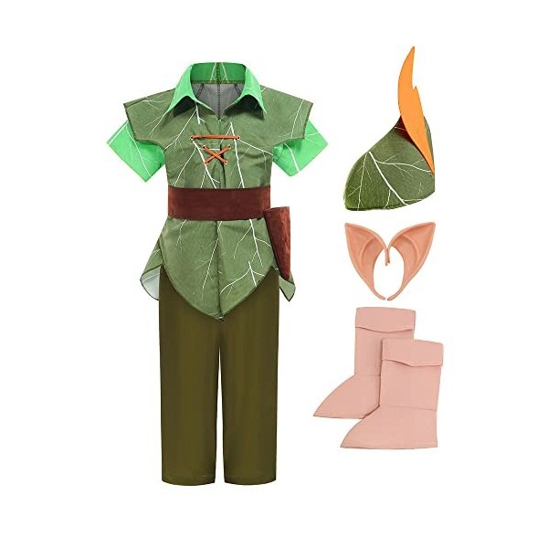 Cimefi Costume de Peter Pan pour enfant - Costume de fée - Costume ELF - Costume dHalloween