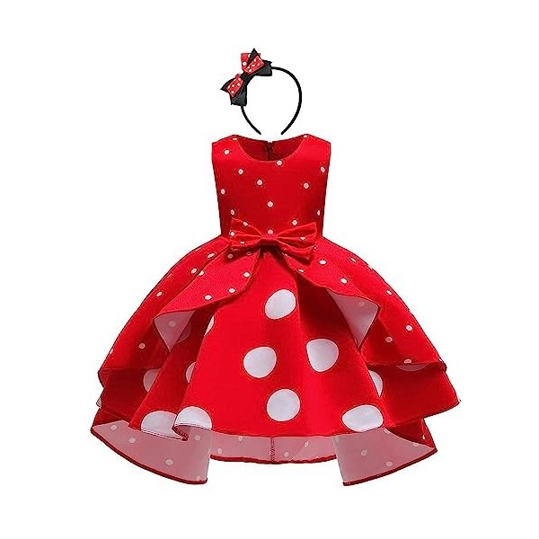 Enfants Bébé Fille Robe Tutu à Pois avec Bandeau Doreille, Déguisement pour Fête de Noël Carnaval Anniversaire Halloween, Sa