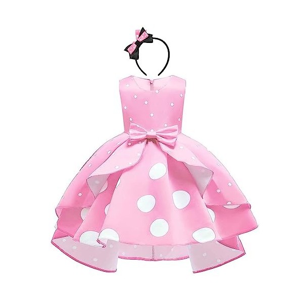 Enfants Bébé Fille Robe Tutu à Pois avec Bandeau Doreille, Déguisement pour Fête de Noël Carnaval Anniversaire Halloween, Sa