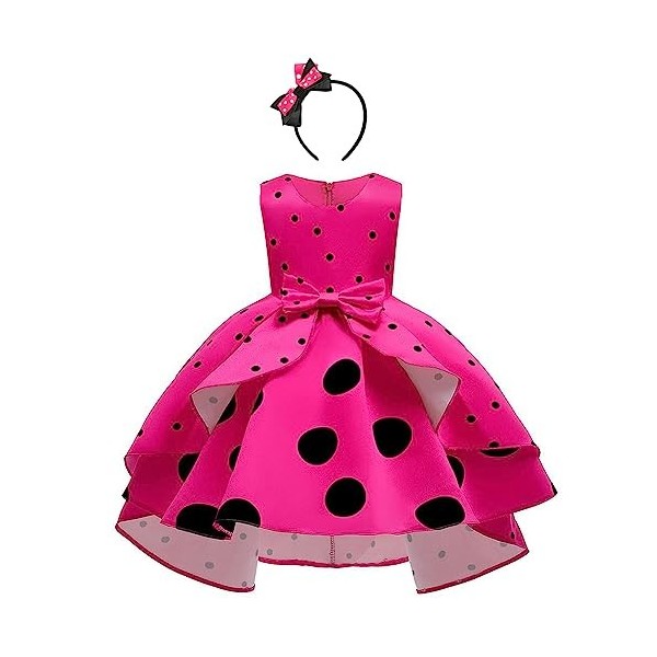 Enfants Bébé Fille Robe Tutu à Pois avec Bandeau Doreille, Déguisement pour Fête de Noël Carnaval Anniversaire Halloween, Sa