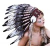 KARMABCN K07 Chapeau indien 5-8 ans Garçon/Fille: touffe avec vraie plume pour 21 pouces ou 53,4 cm noir et blanc