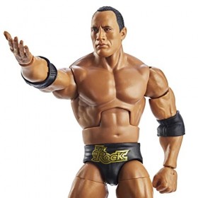 WWE Figurine Articulée Élite WrestleMania The Rock, 25 points d’articulation, mains interchangeables et accessoires, à collec