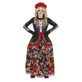 FIESTAS GUIRCA Déguisement La Catrina - Robe Longue Élégante Et Bandeau À Fleurs Pour Fille 7-9 Ans